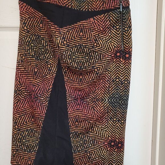 Nicole Miller Atelier Skirt Size 8 Multicolor Print Pencil Slit - Picture 4 of 5